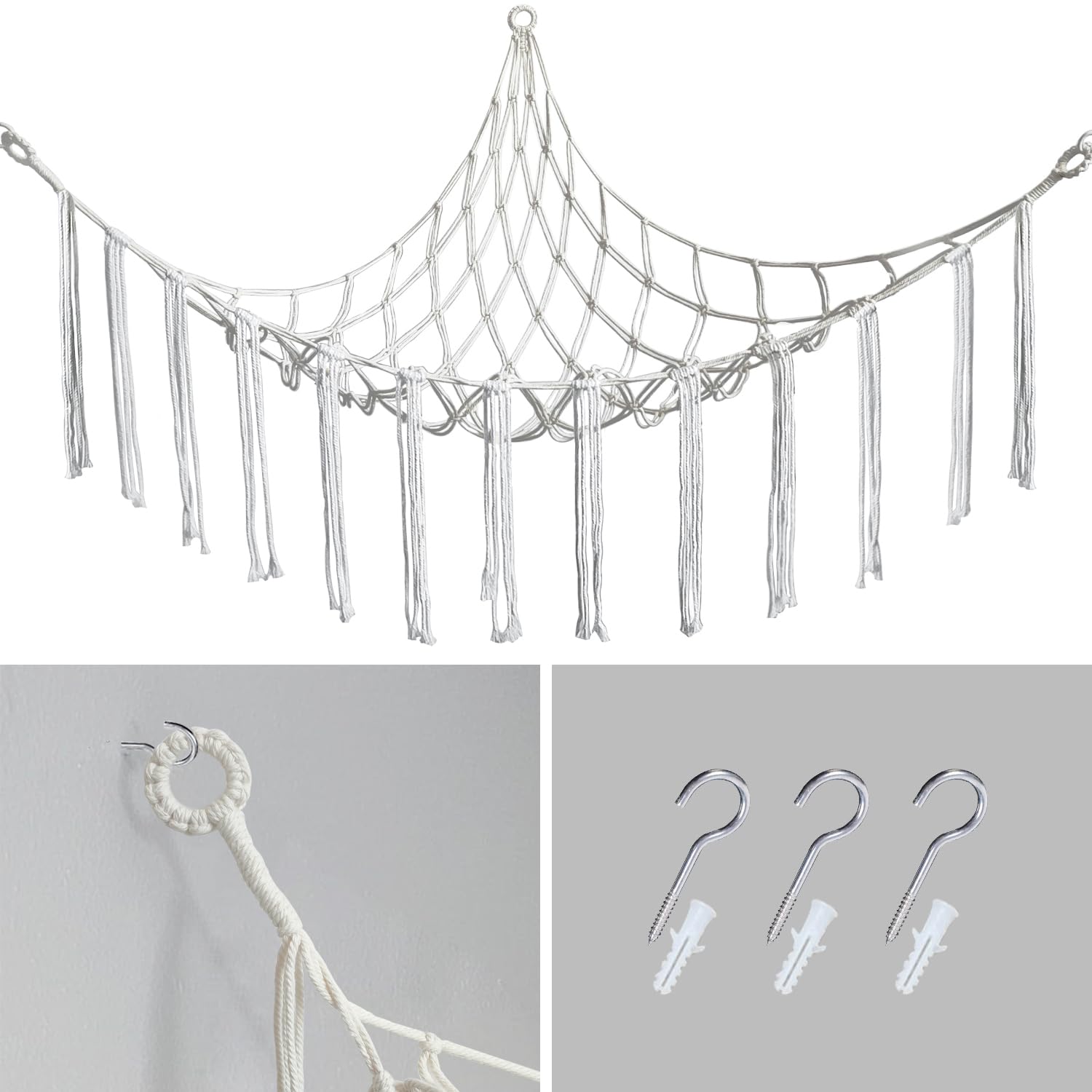 CHYODECOR stuffed animal hammock installation demonstrates easy wall mounting for quick setup.