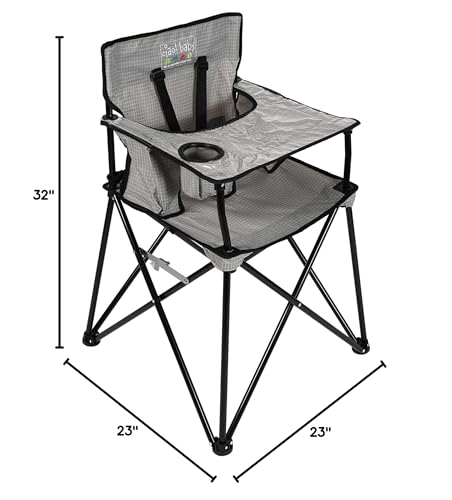 ciao! baby grey check travel chair ideal for camping and trips.
