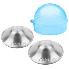 Ciciel silver nursing cups in blue case packaging highlight premium, discreet support.