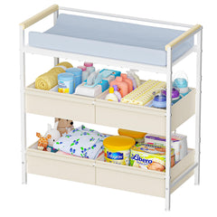 Cidaziya baby changing table with safety bumpers protects baby during diaper changes.