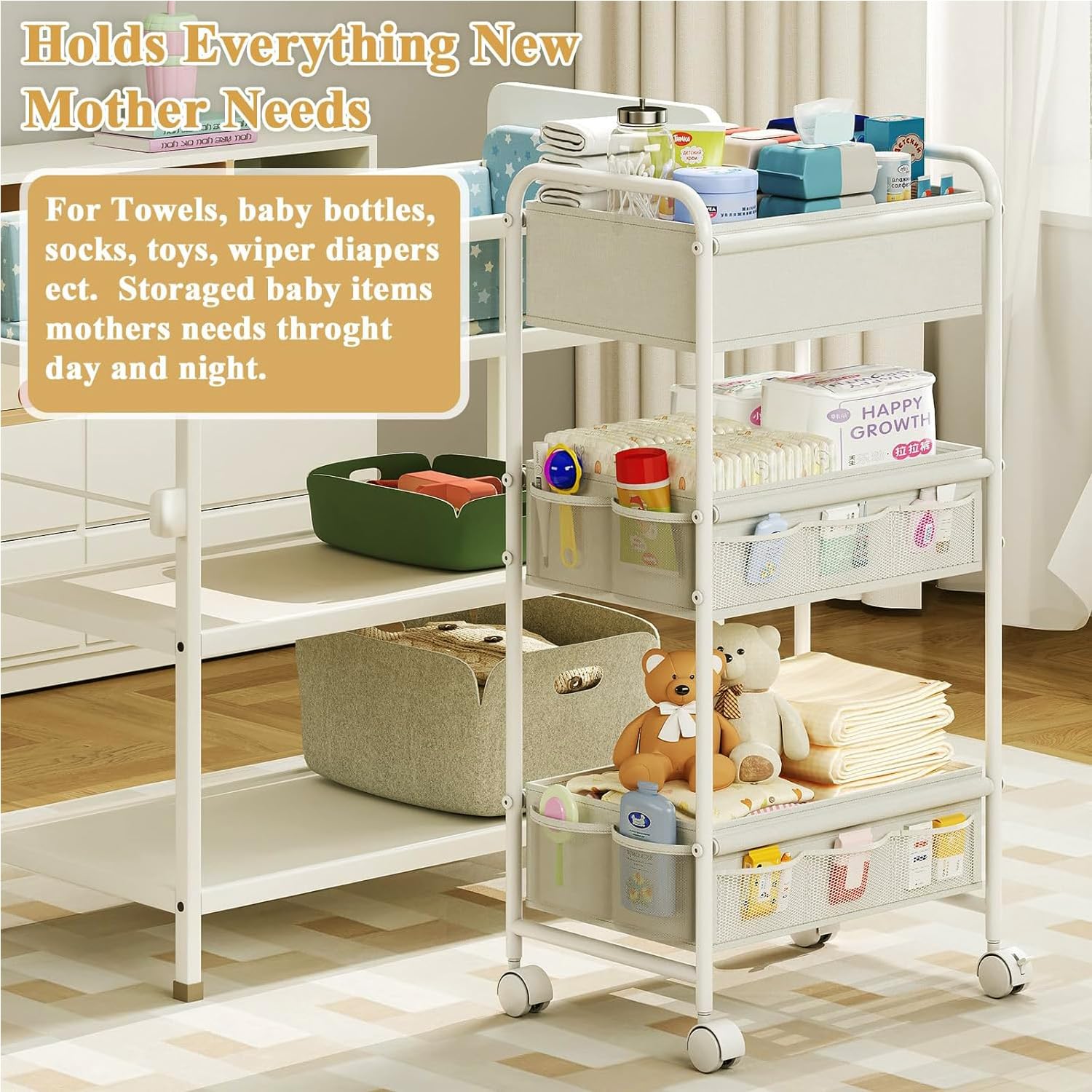 Cidaziya durable metal frame adds lasting nursery organization