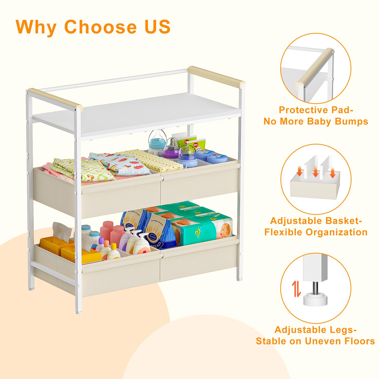 Cidaziya ergonomic height design reduces bending during diaper changes.