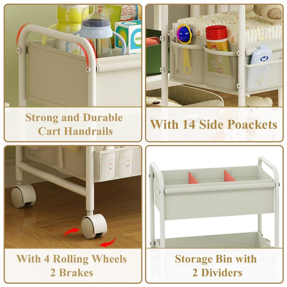 Cidaziya multi-functional cart stores baby items beyond diapers