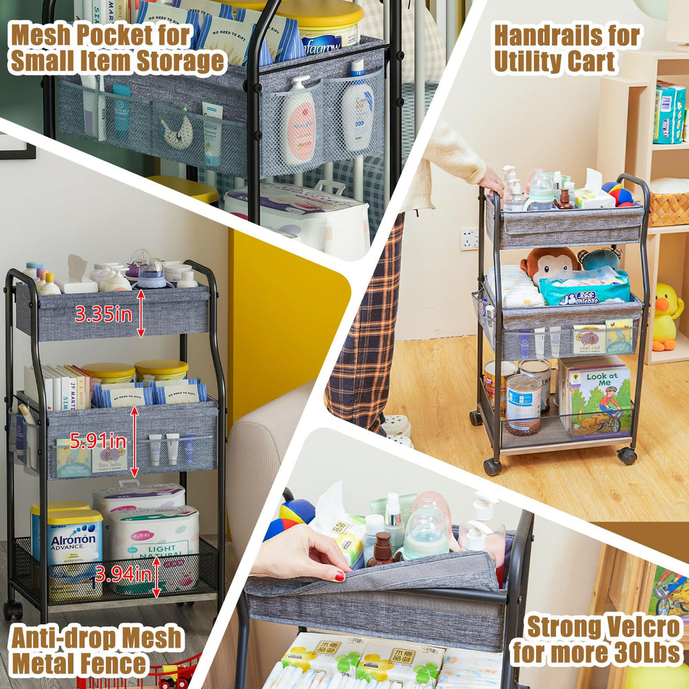 Cidaziya multi-purpose storage cart suitable for nursery, bathroom, or kitchen use.
