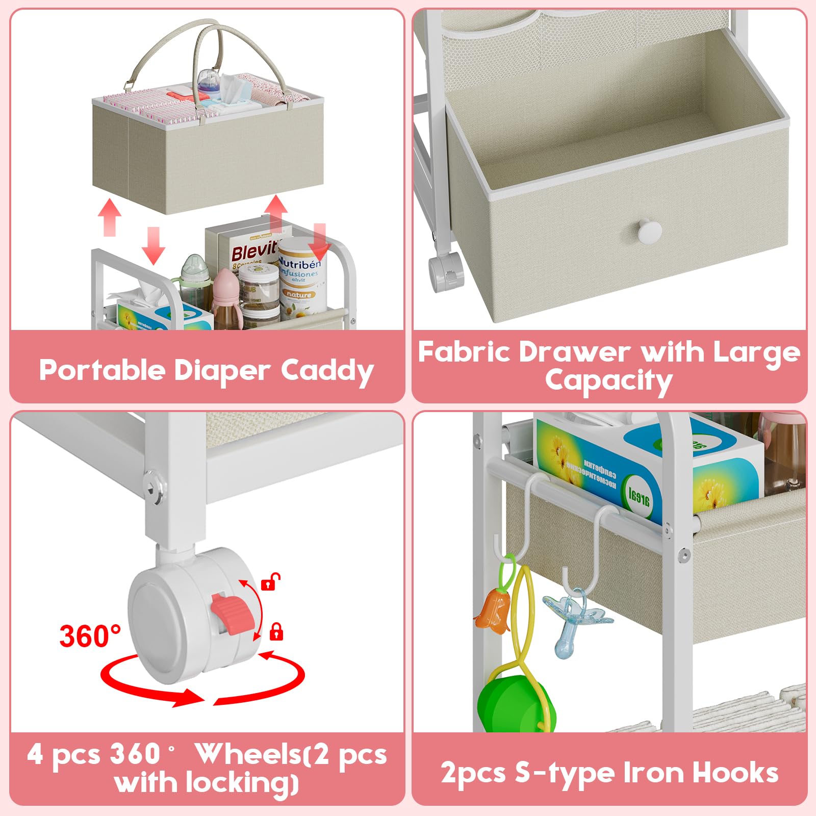 Cidaziya multi-use nursery storage adapts to toys, clothes, and more.