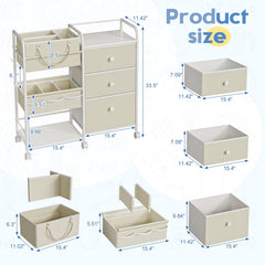 Cidaziya rolling baby dresser with wooden panel for easy mobility.