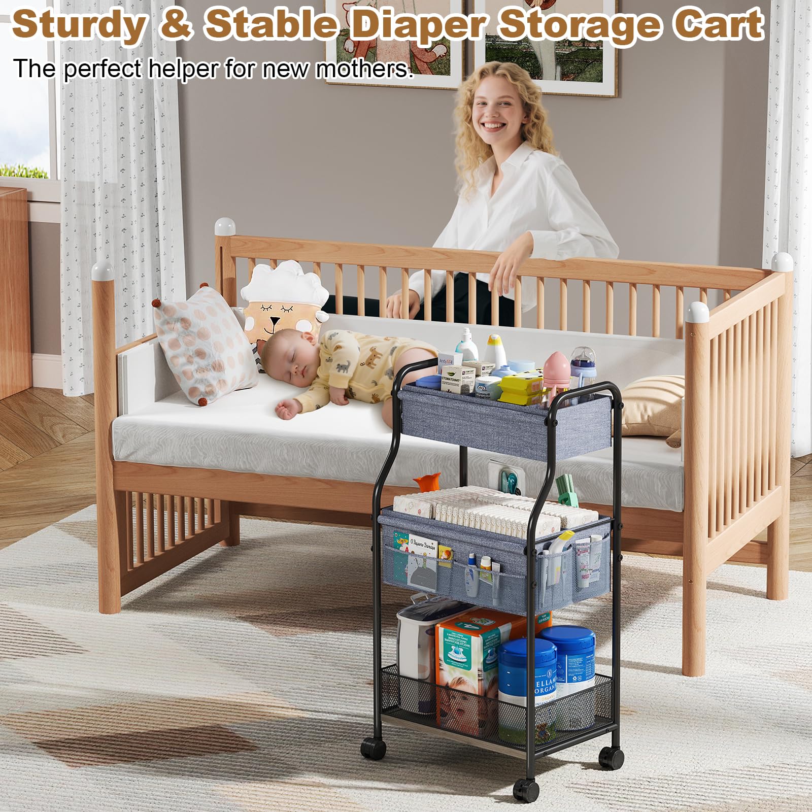 Cidaziya sturdy iron-wood construction ensures durable, long-term storage in the nursery.
