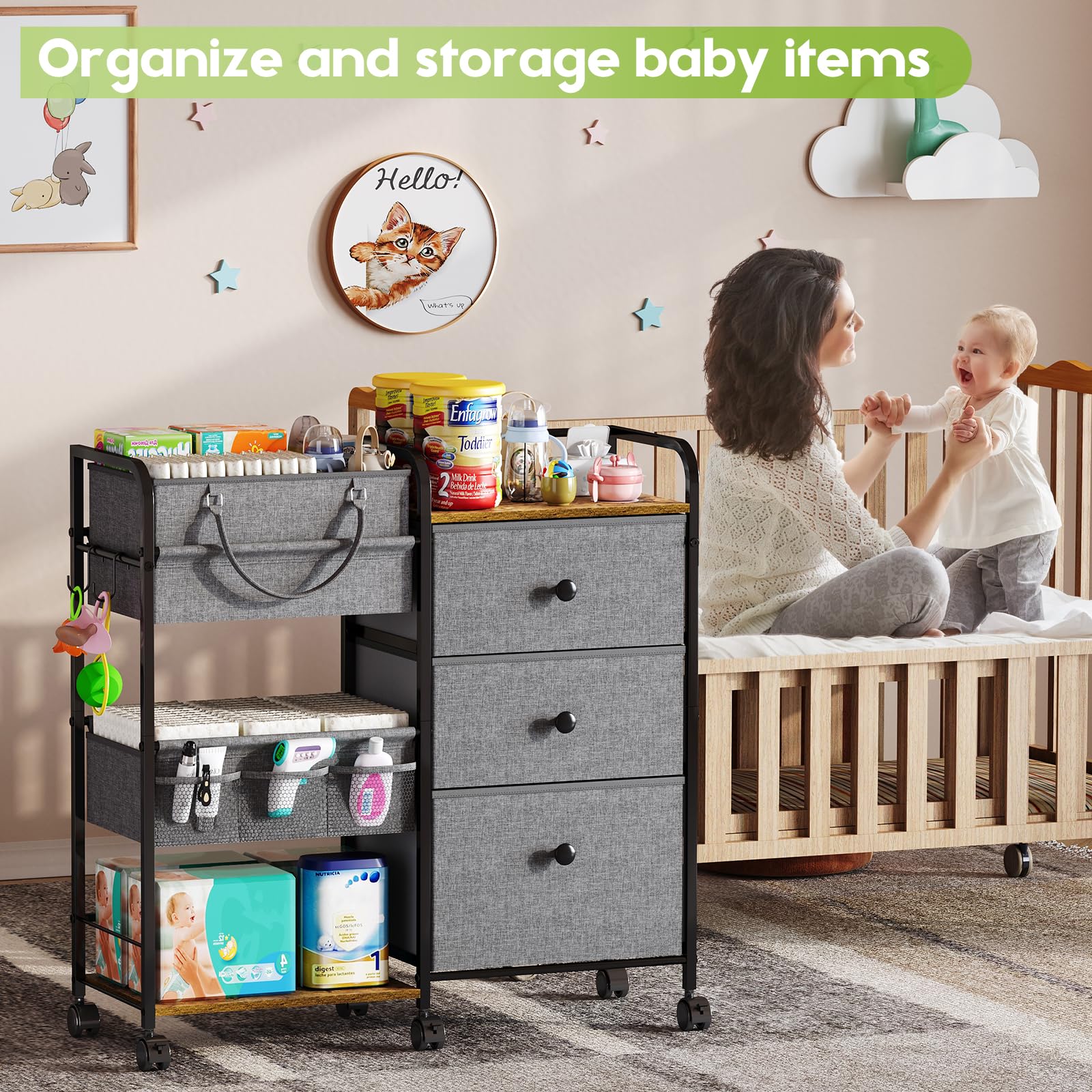 Cidaziya sturdy metal frame and reinforced wooden panels support heavy items.