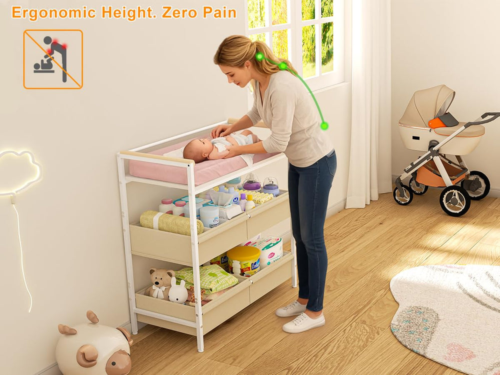 Cidaziya waterproof changing top that's easy to wipe clean after messes.