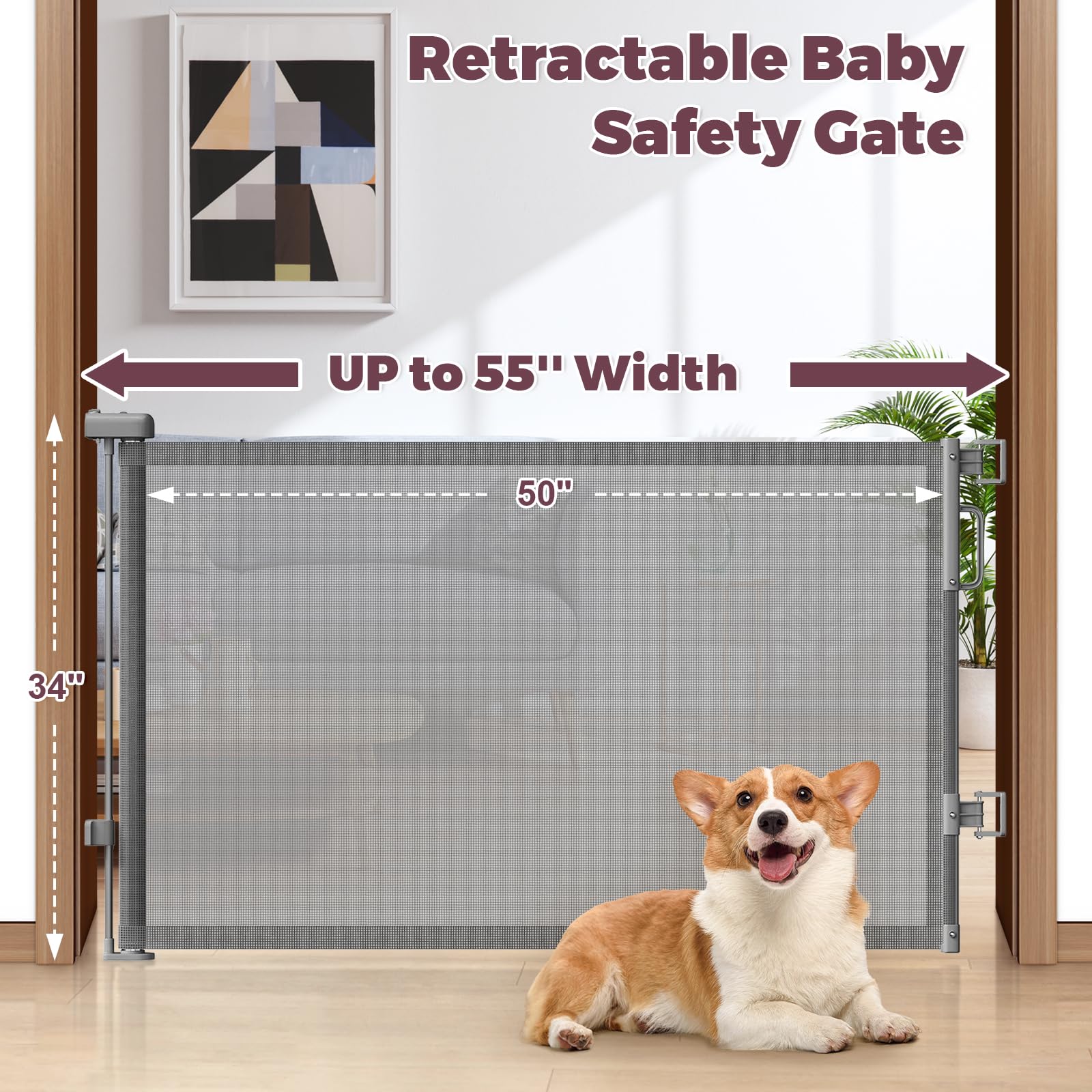 Cideny 34-inch tall gate suitable for stairs and doorways
