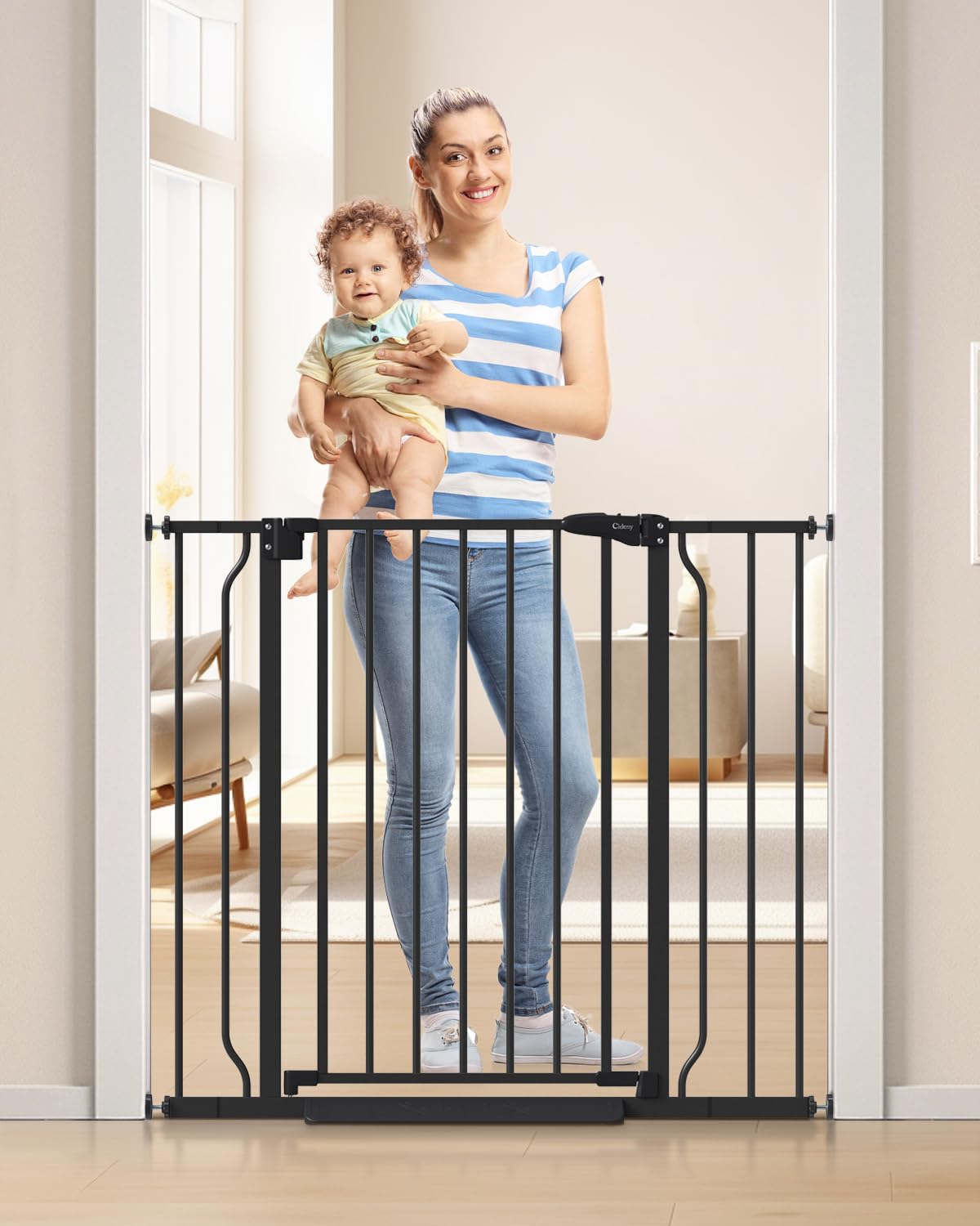 Cideny 34-inch extra tall gate on stairs for safe containment of kids and pets