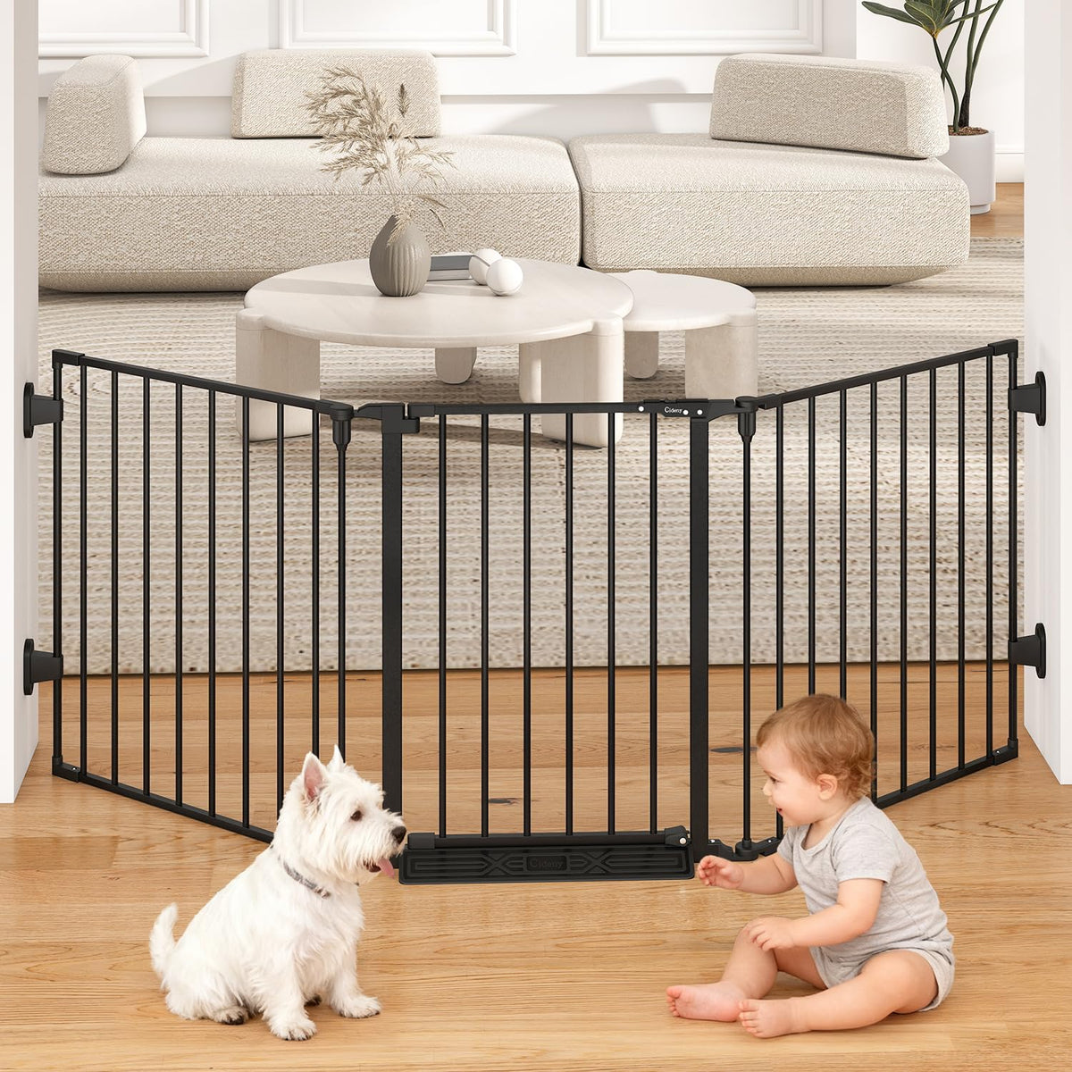 Cideny 78-inch extra-wide gate extended to fit large openings for pets and kids