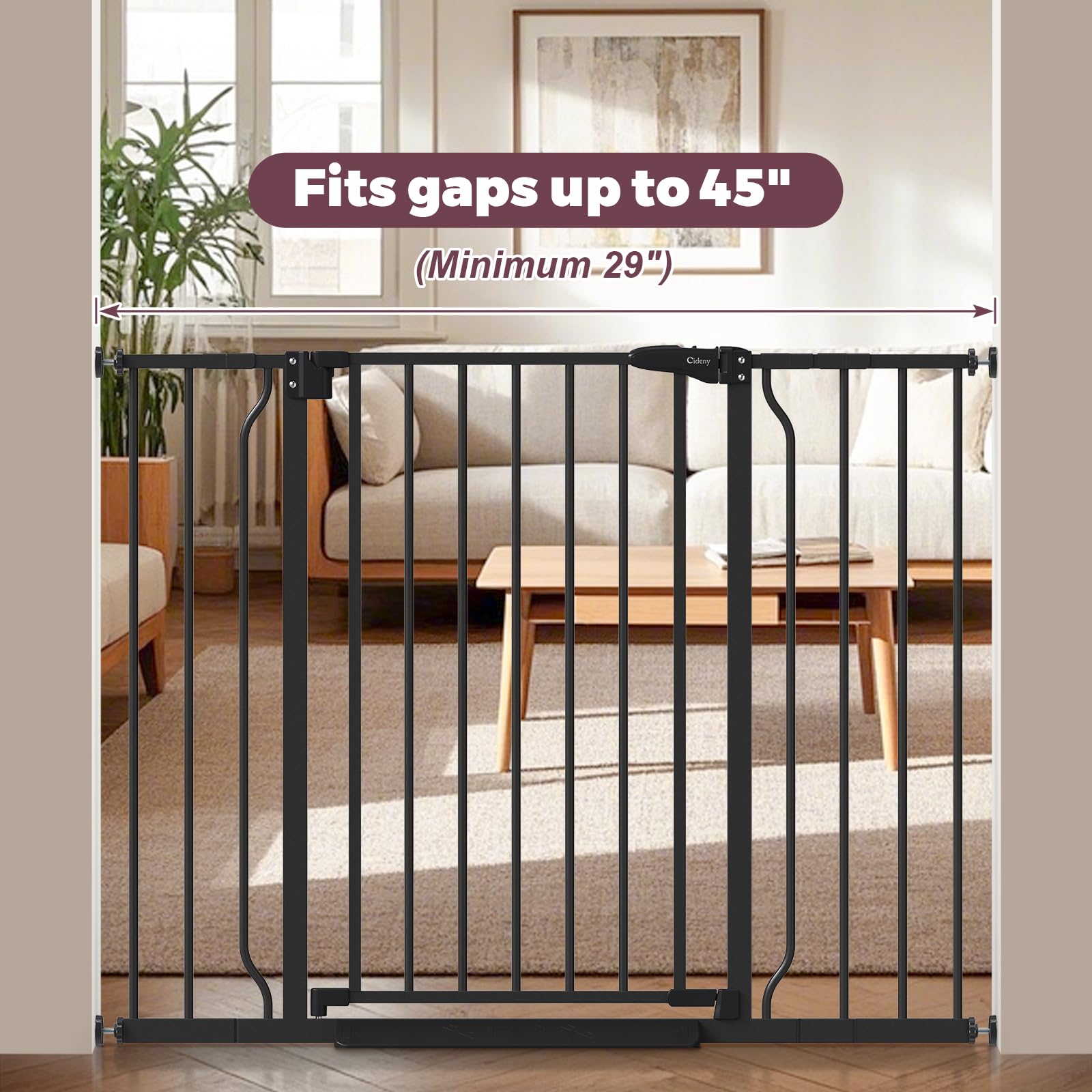 Cideny baby gate doorway pressure-mounted for quick wall-friendly safety