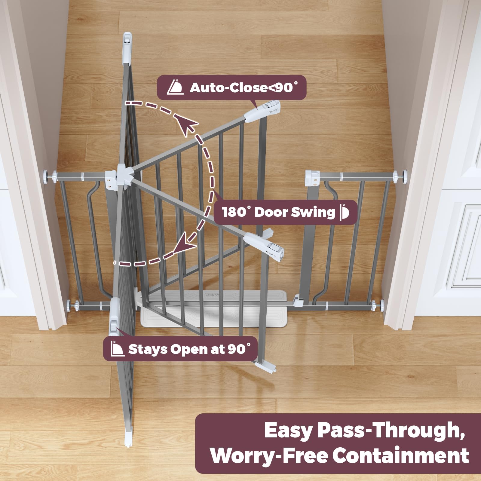 Cideny dual-lock safety gate allows one-handed opening for busy parents