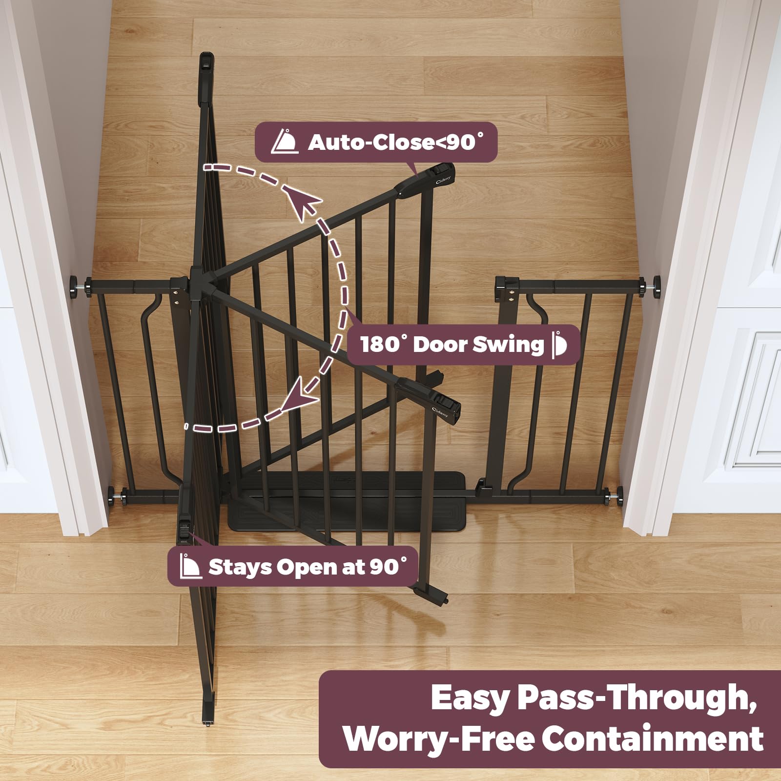 Cideny baby gate dual-lock safety keeps kids and pets secure