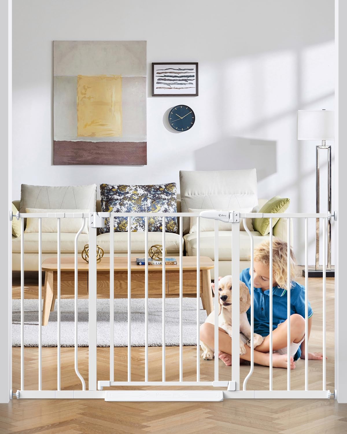 Cideny 29-51in baby gate extended for wide doorways and stairs, ideal for families.