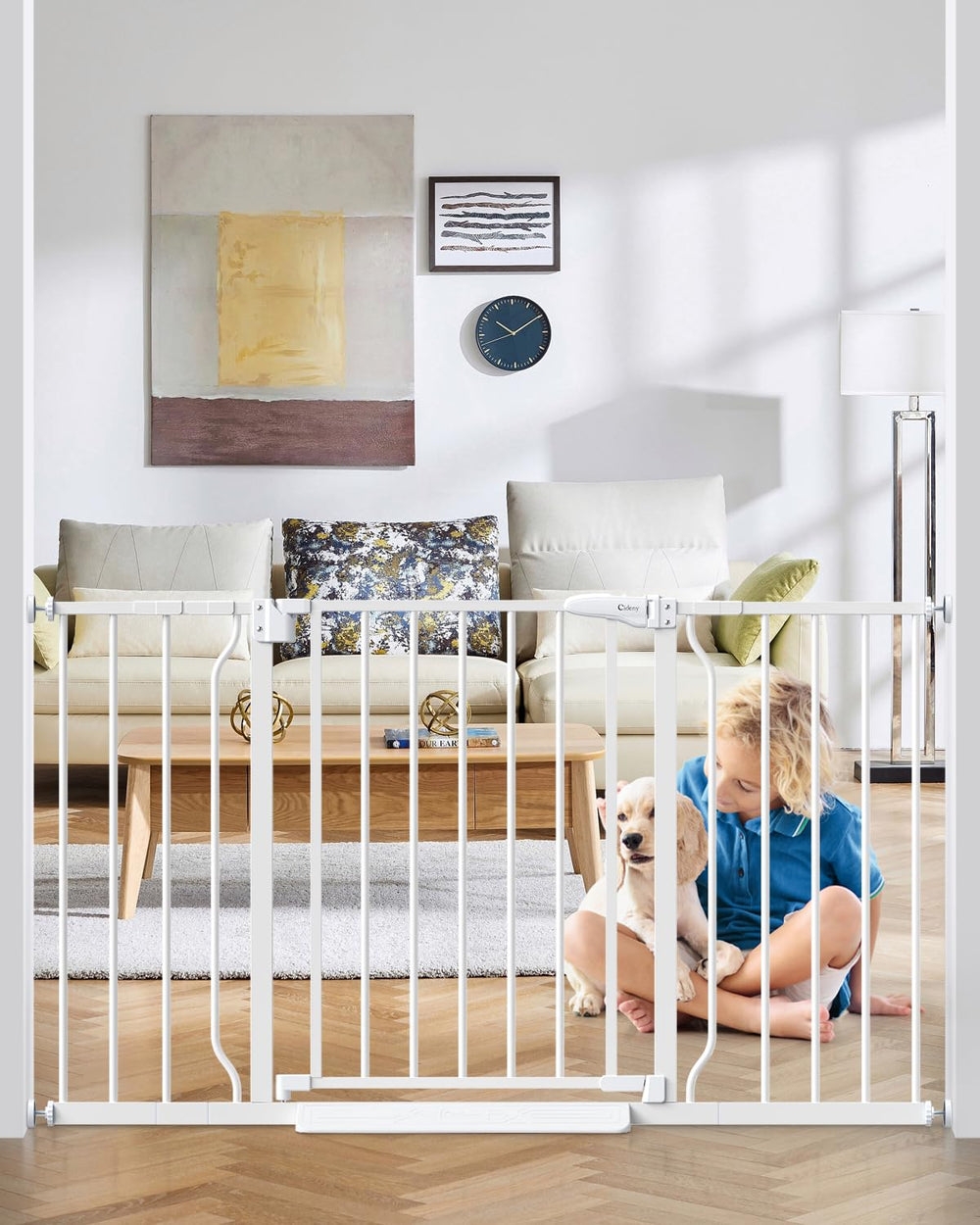 Cideny 29-51in baby gate extended for wide doorways and stairs, ideal for families.