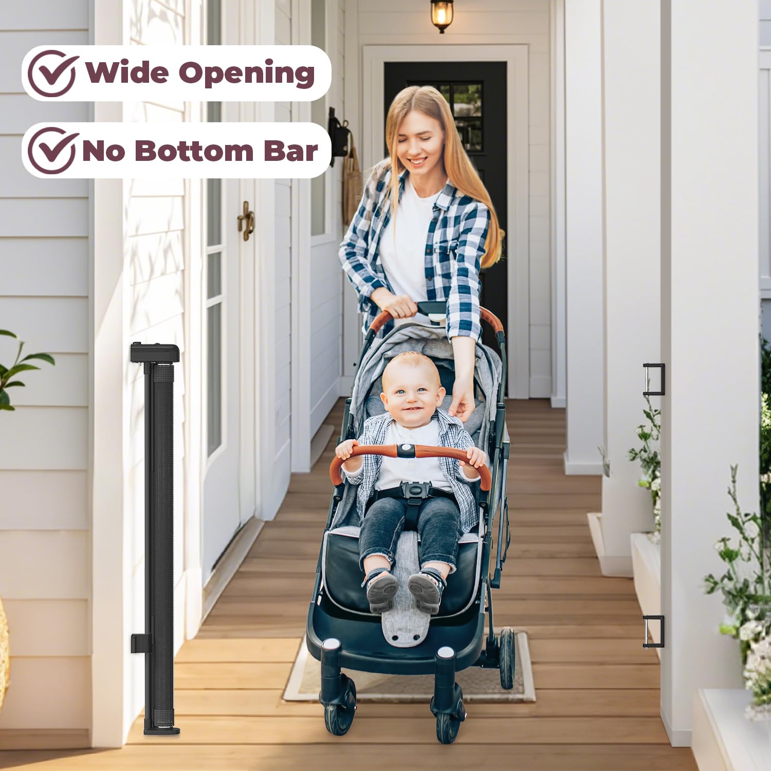 Cideny all-purpose mesh gate for indoor and outdoor use.