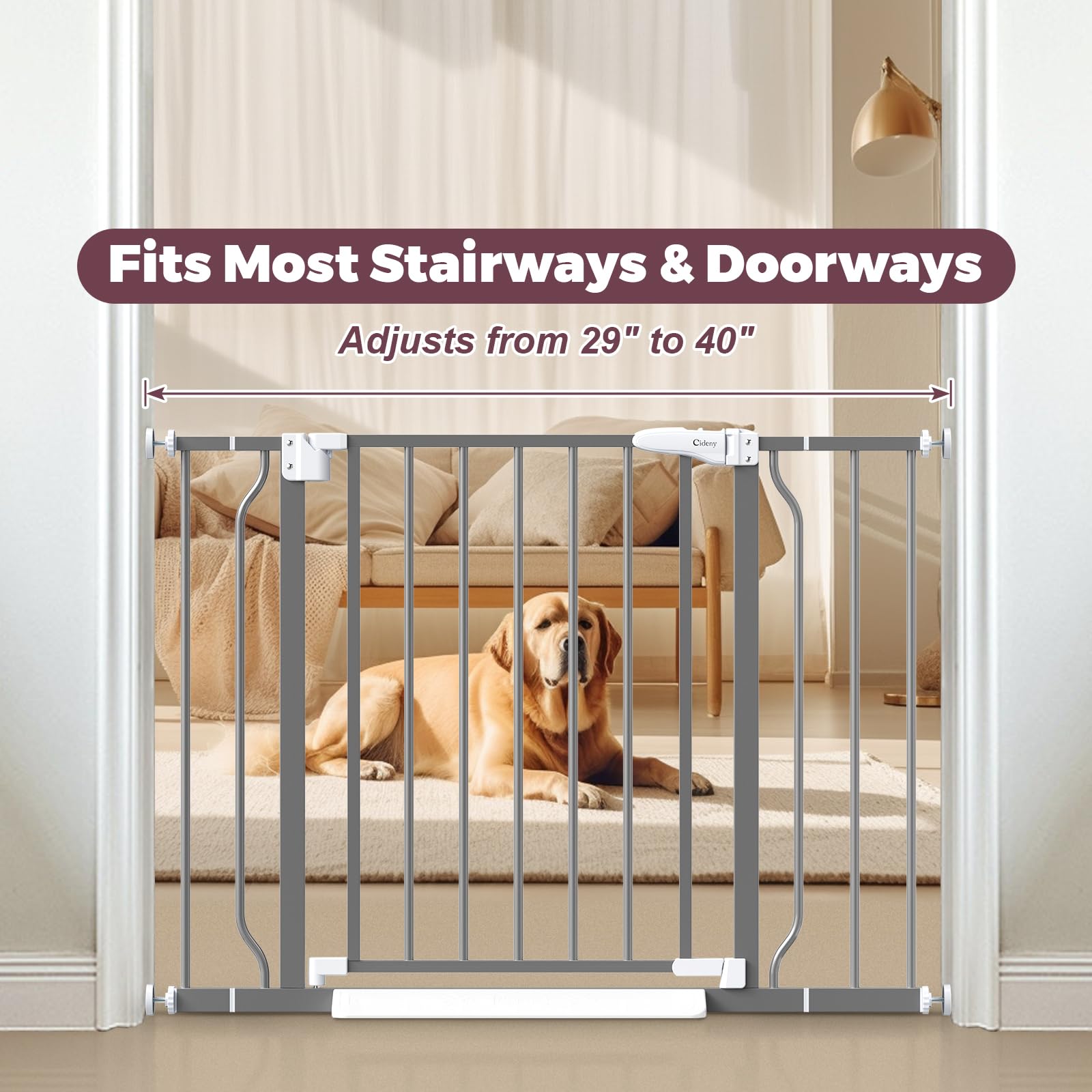Cideny indoor gate keeps kids and pets within safe boundaries