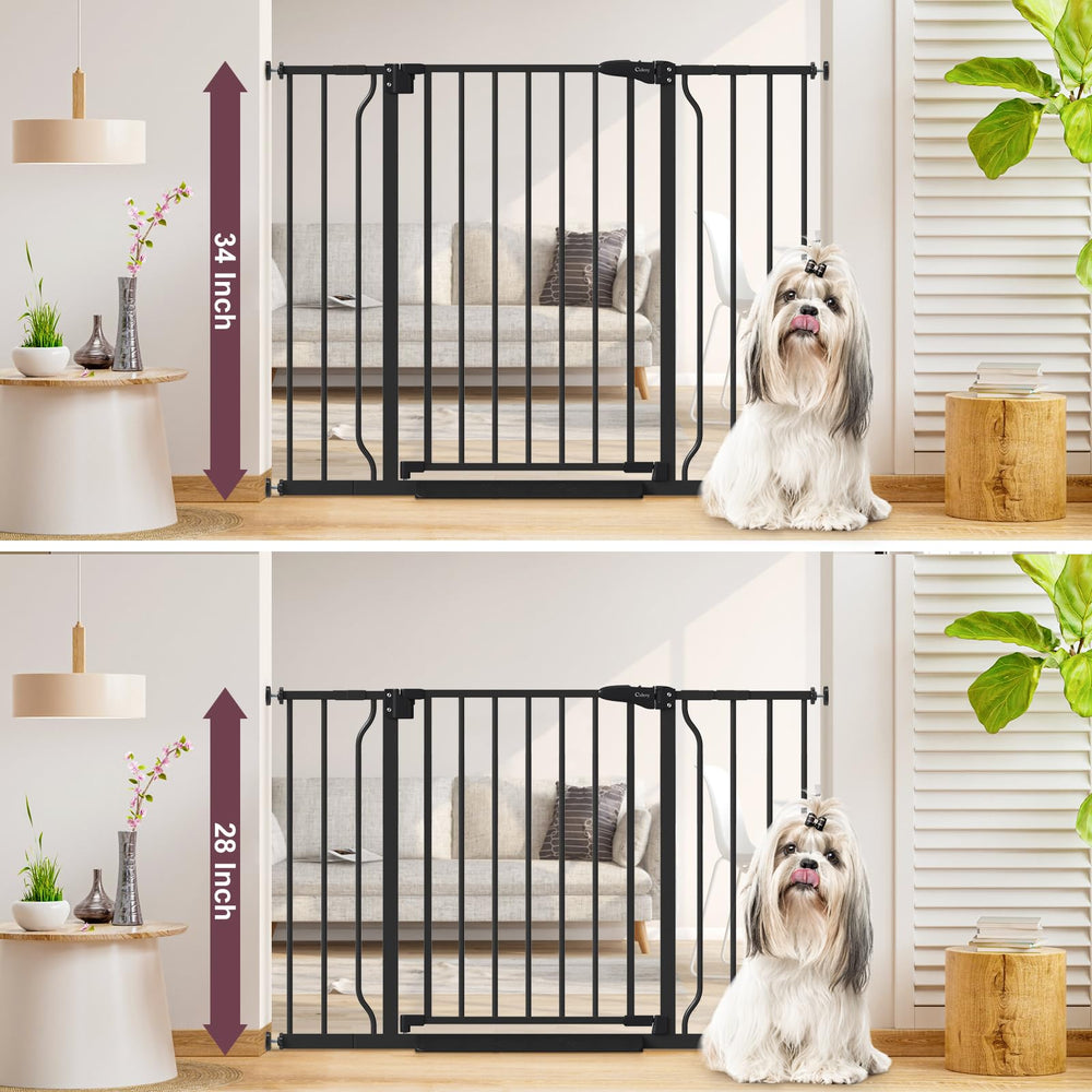 Cideny stair gate with auto-close prevents accidental openings.