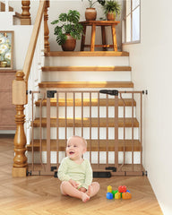 Cideny baby gate with auto-close on stairs for secure openings.
