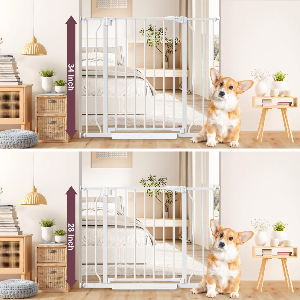 Cideny dual-lock safety gate enables one-handed passage for busy caregivers.