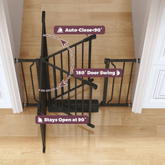Cideny dual-lock safety gate enables one-handed opening.