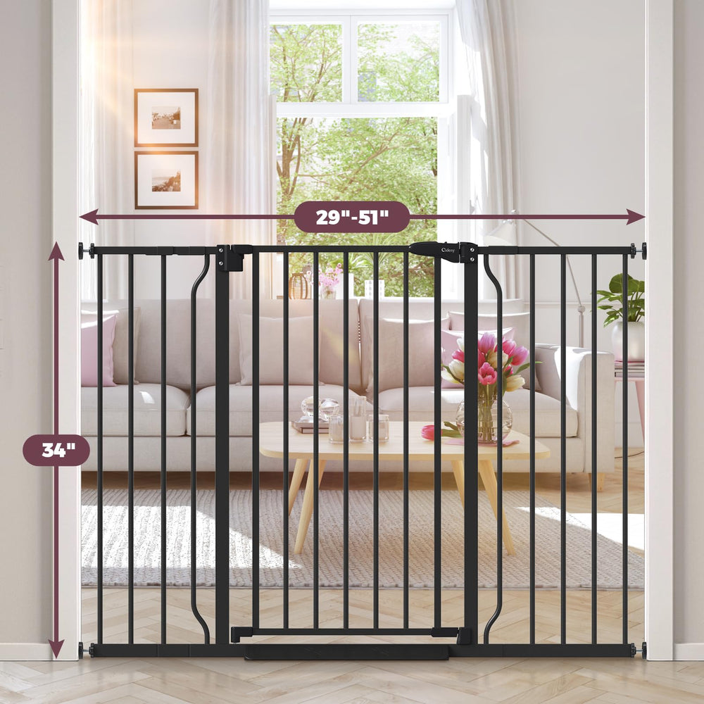 Cideny gate expands from 29 to 51 inches for wide doorways.
