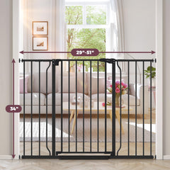 Cideny gate expands from 29 to 51 inches for wide doorways.