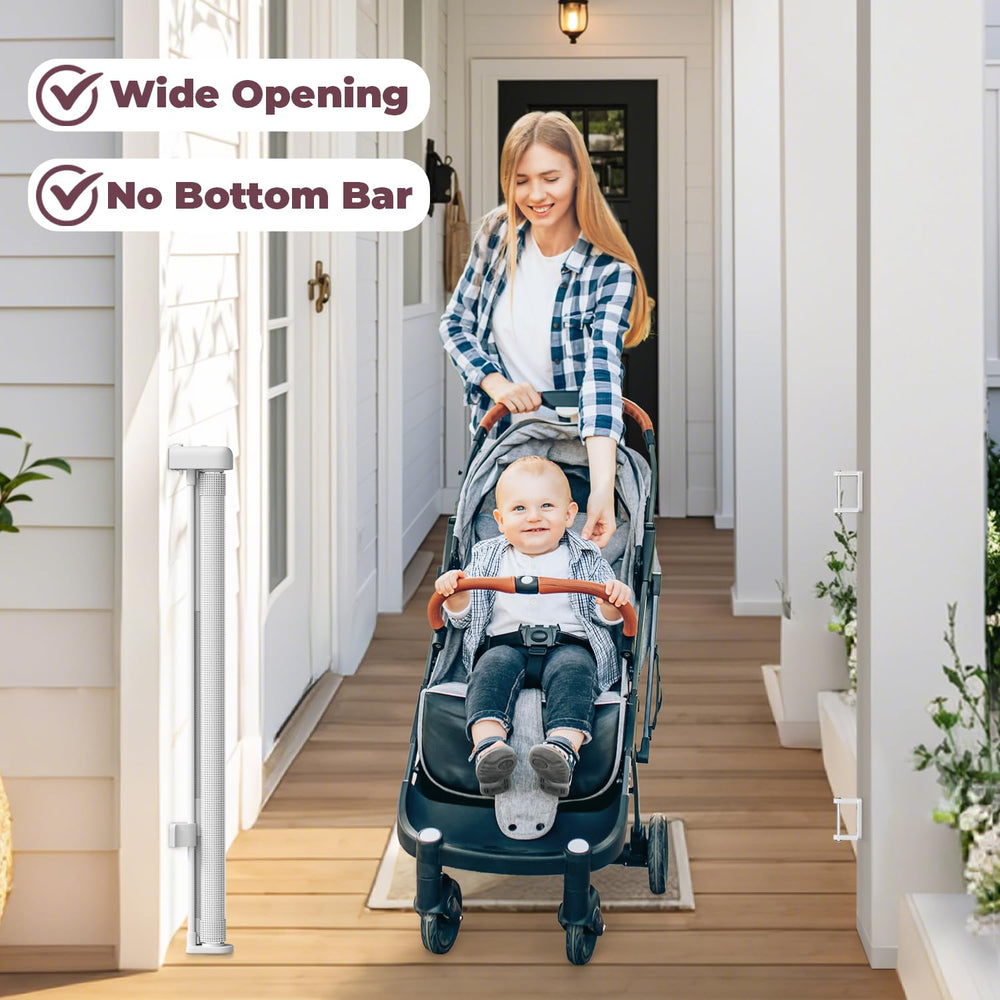 Cideny mesh gate fits indoor and outdoor spaces without heavy hardware.