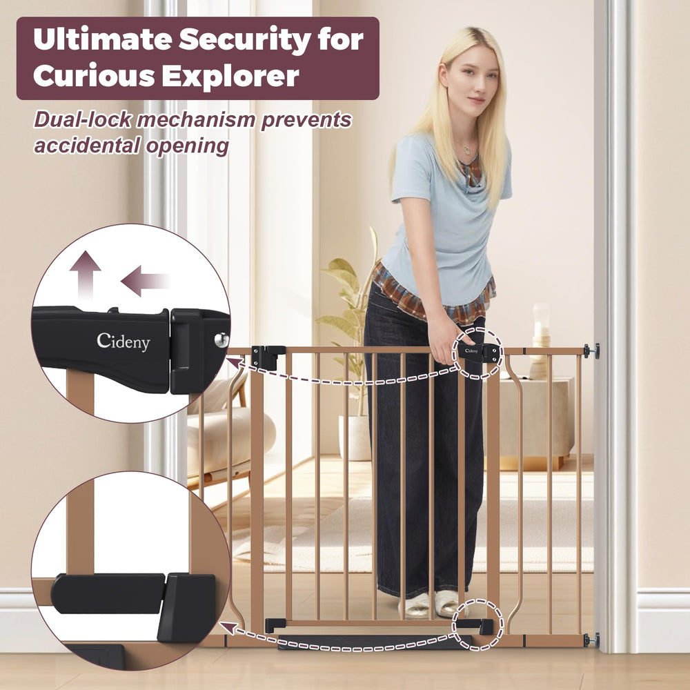 Cideny stroller-friendly gate allows smooth passage for strollers.