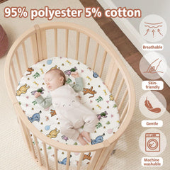 cidobi Winnie bassinet sheet in a nursery scene adds calm, playful style