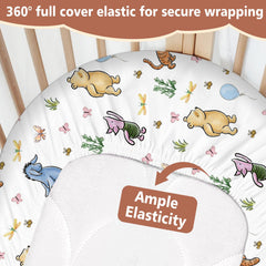 cidobi Winnie bassinet sheet on mattress shows universal 32x16 size compatibility