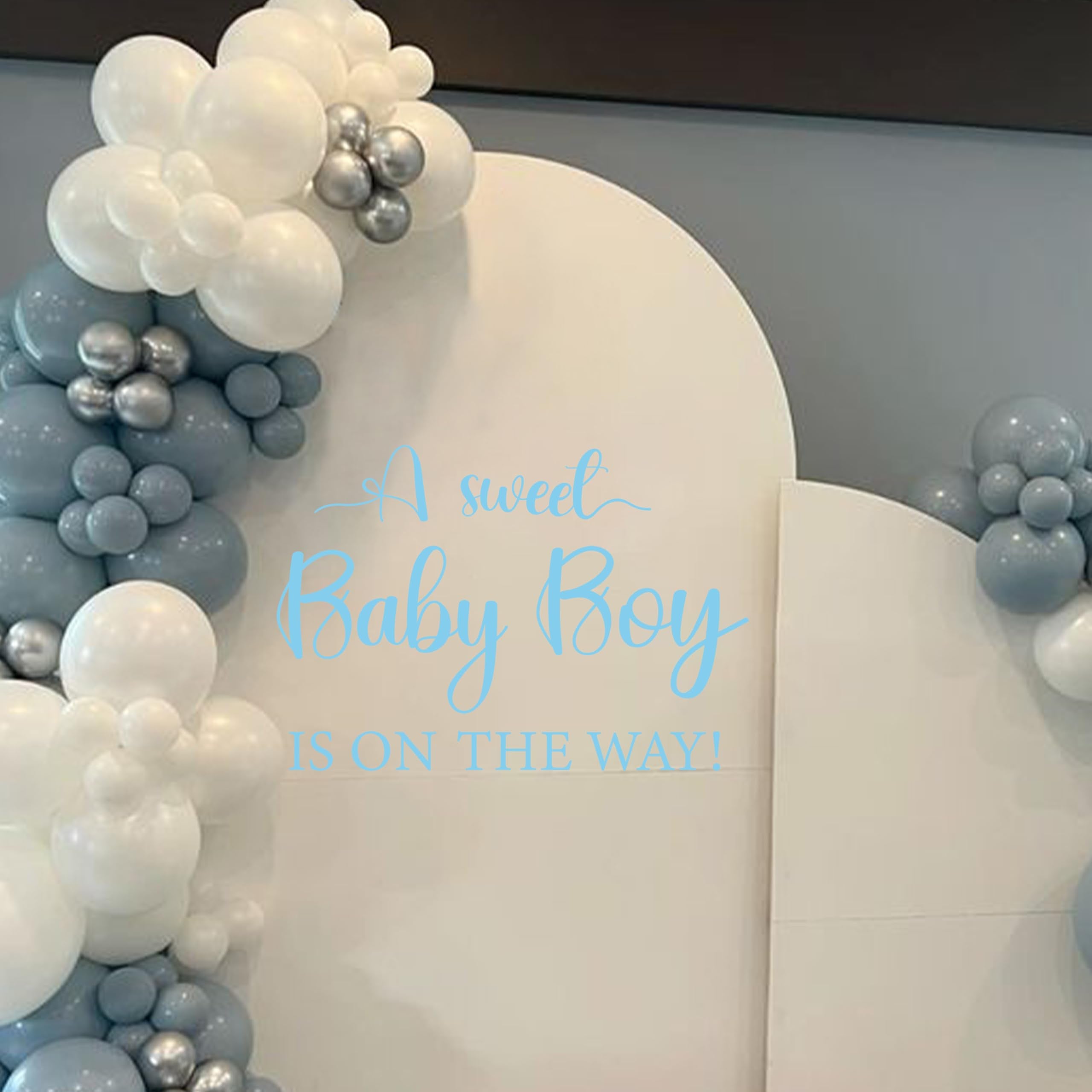 CIEQR Sweet Baby Boy Sign Decal enhances backdrops with elegant lettering