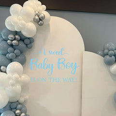 CIEQR Sweet Baby Boy Sign Decal enhances backdrops with elegant lettering