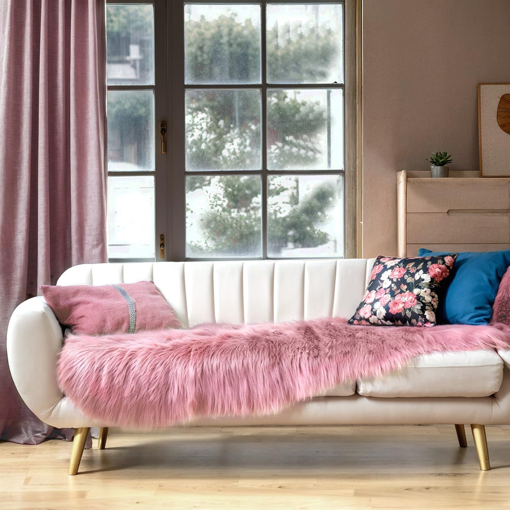 Ciicool pink fluffy rug suits living rooms for plush comfort and stylish decor.