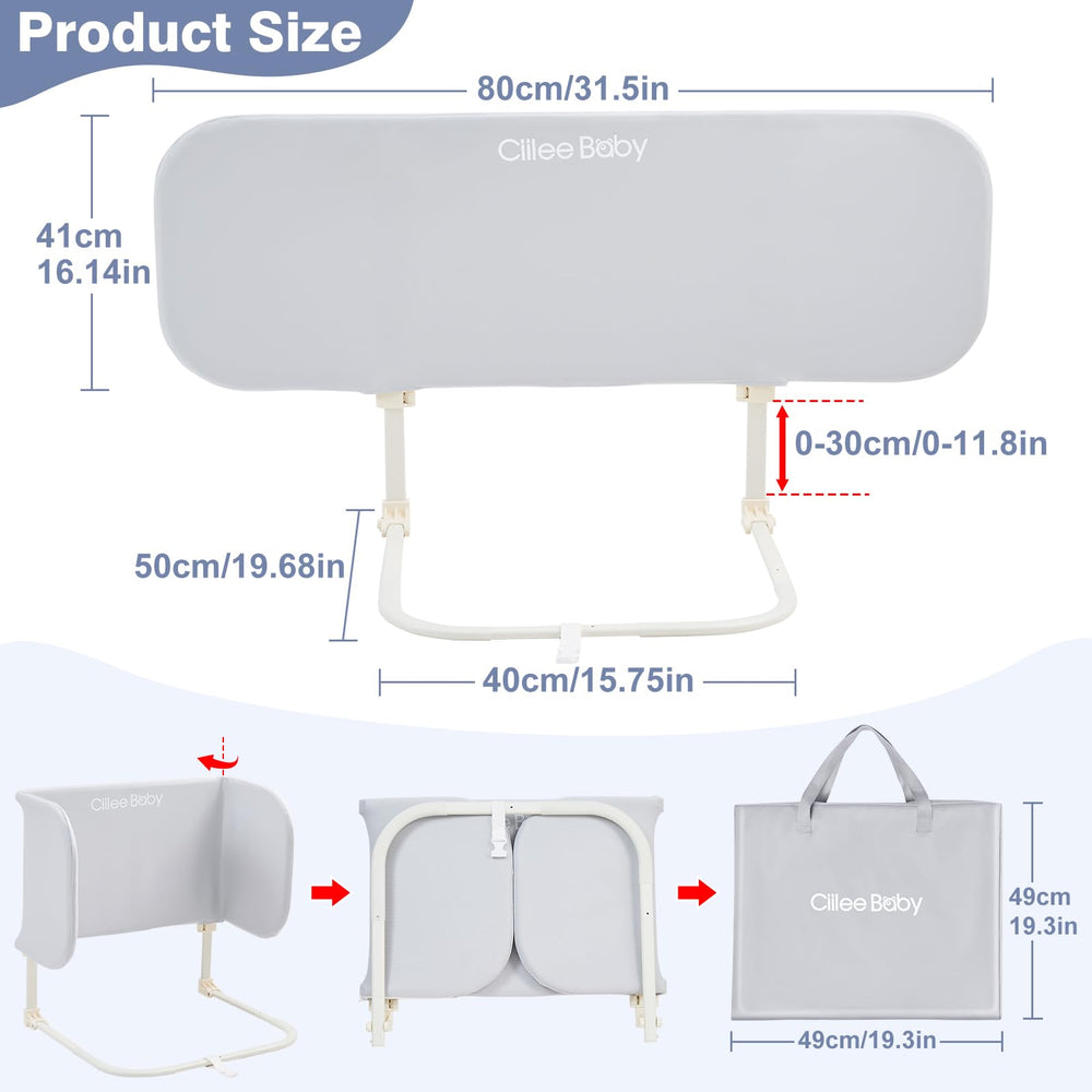 Ciilee Baby Bed Rail shows 35 height levels for snug fit