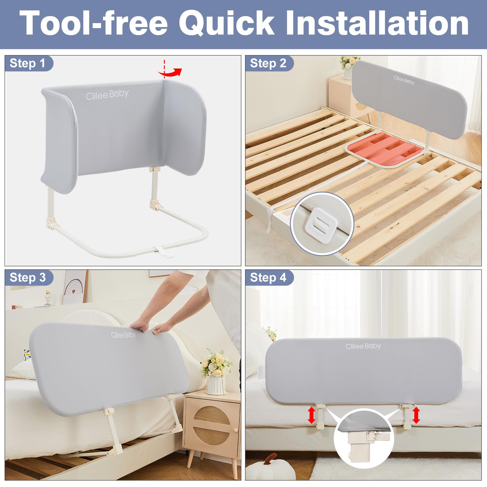 Ciilee Baby Bed Rail mesh panel for ventilation and monitoring