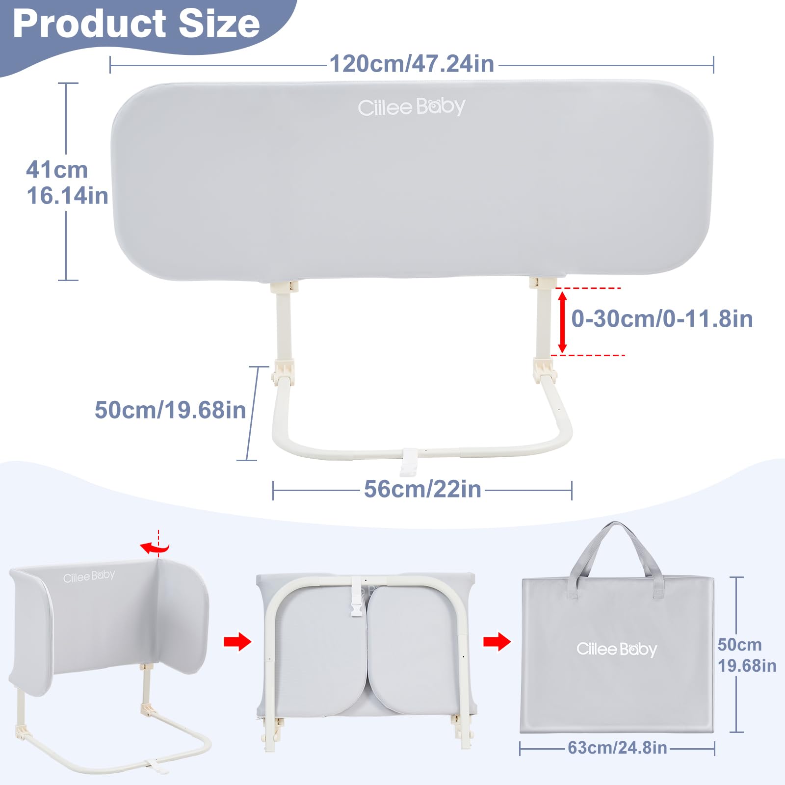 Ciilee Baby bed rail installs under the mattress for a gapless safe sleep space