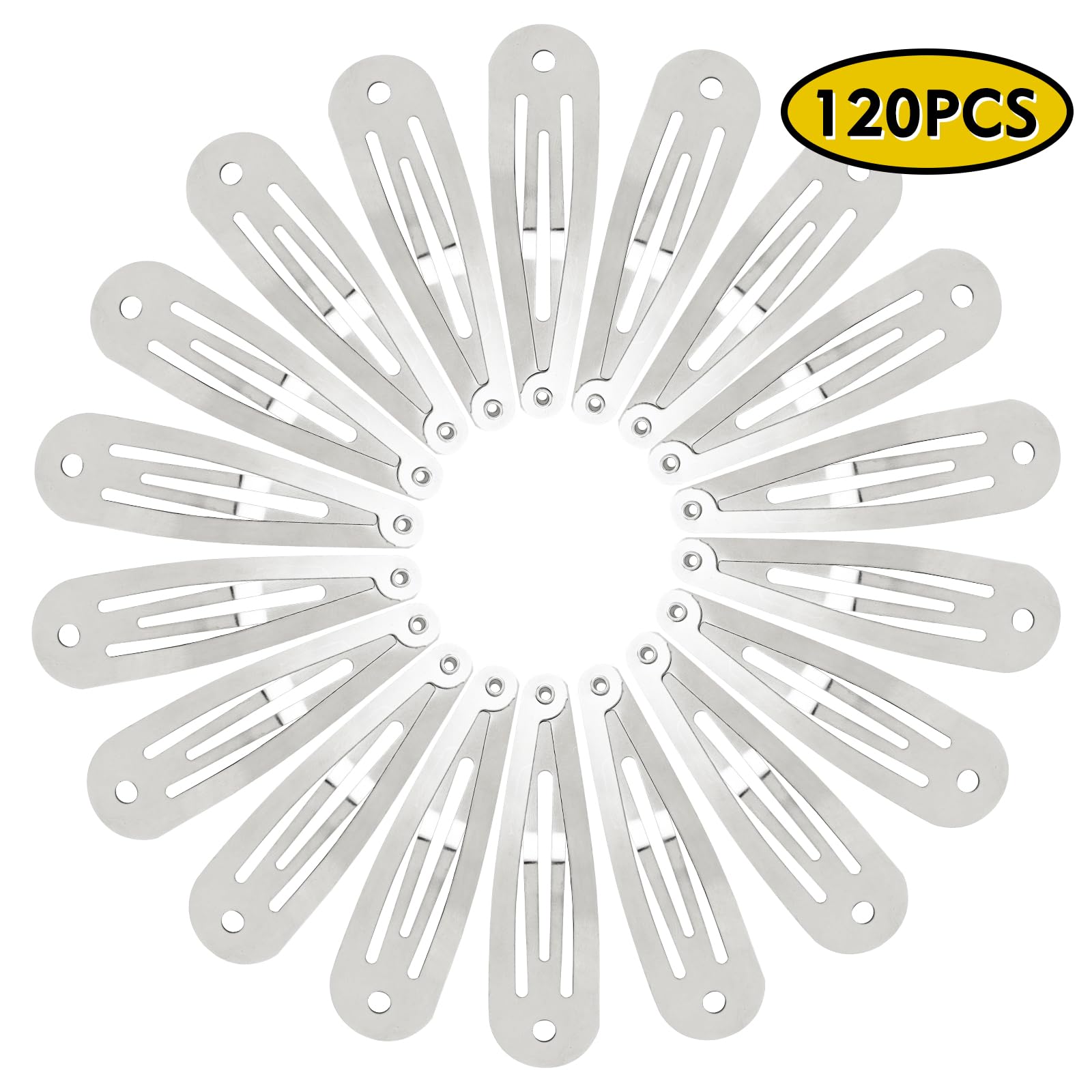 Cinaci silver metal hair clip with hole design ideal for customization.