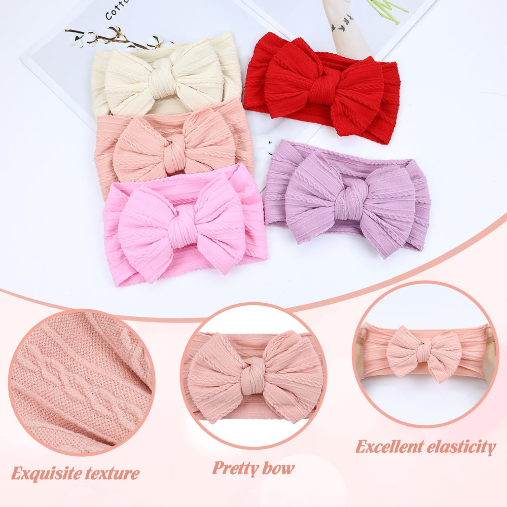 Cinaci pink headband with large bow fits growing babies comfortably