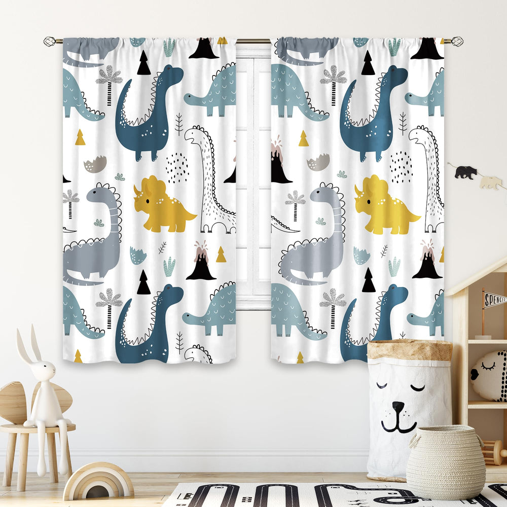 Cinbloo Dinosaur Curtains in navy dinosaur print ideal for kids rooms