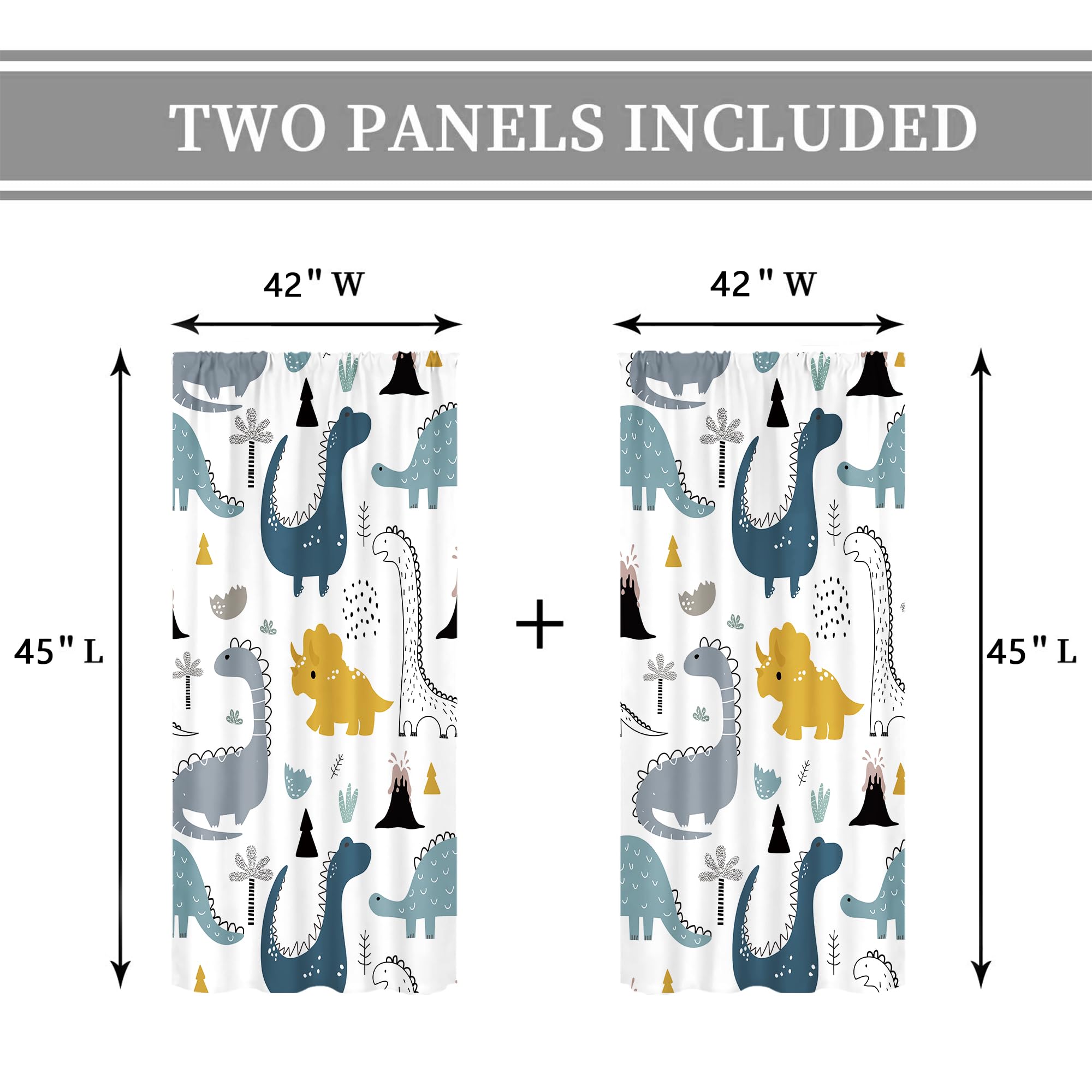 Cinbloo Dinosaur Curtains durable 100 percent polyester fabric