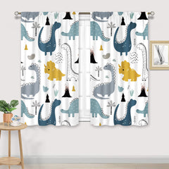 Cinbloo Dinosaur Curtains rod-pocket close-up shows easy hanging