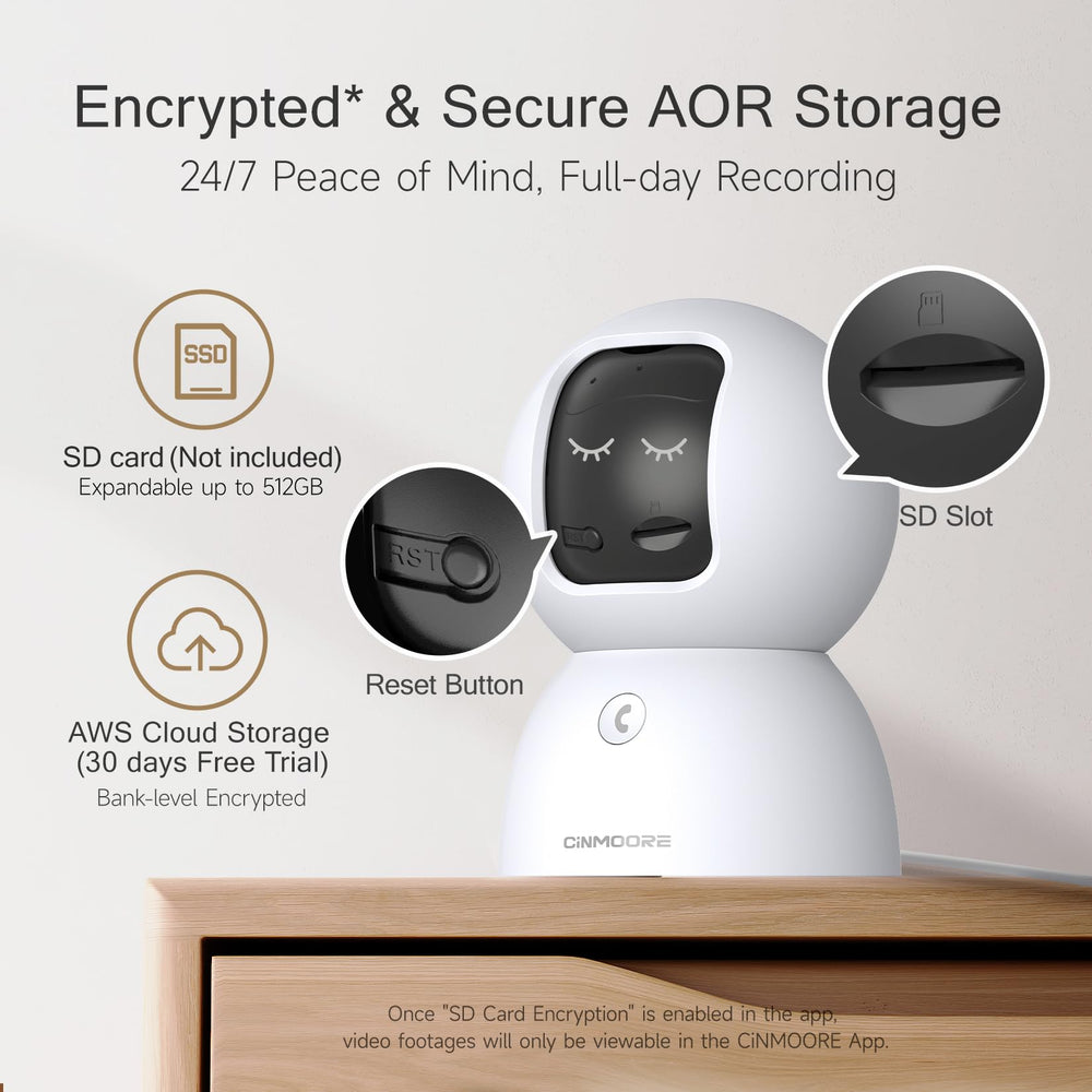 CINMOORE microSD storage up to 512GB expands local recording capabilities.