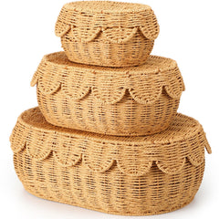 Cinnvoice scalloped basket with lid displayed on a shelf for nursery organization and style