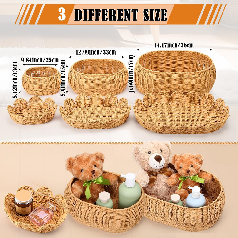 Cinnvoice scalloped basket with lid stacked neatly to save space in a closet