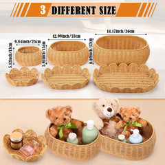 Cinnvoice scalloped basket with lid stacked neatly to save space in a closet