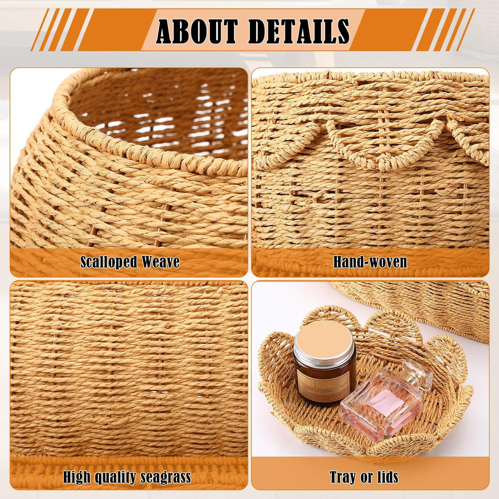 Cinnvoice scalloped basket with lid used as a decorative dresser tray