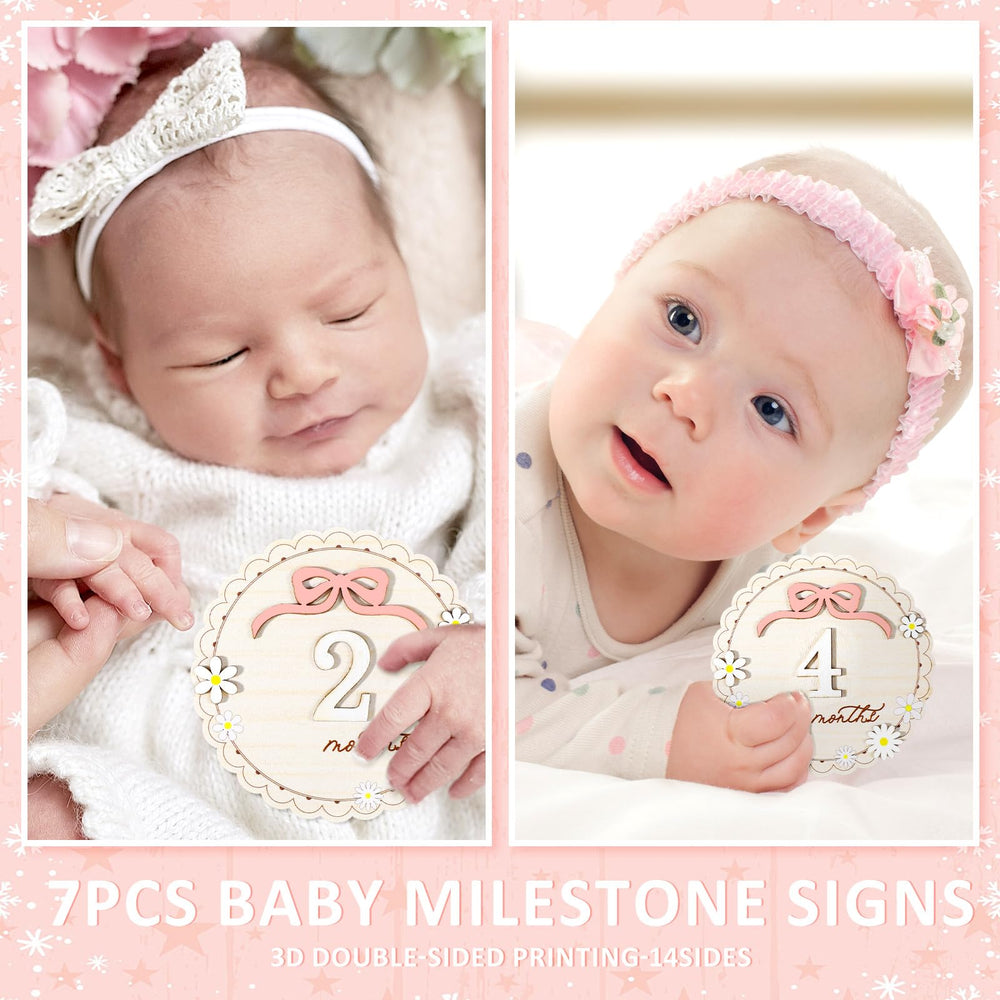 Cinnvoice Wooden milestone disc with 3D carving adds elegant keepsake detail